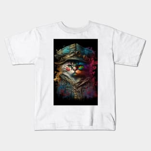 Painting of a Pirate Cat Kids T-Shirt